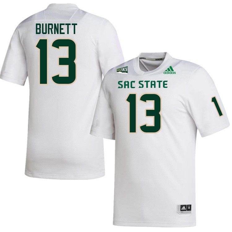 Sacramento State Hornets #13 Zeke Burnett College Football Jerseys Stitched Sale-White